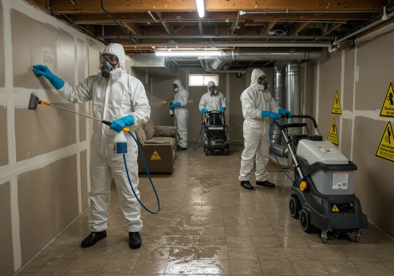 Basement Moisture Removal and Structural Drying process in Dublin, GA